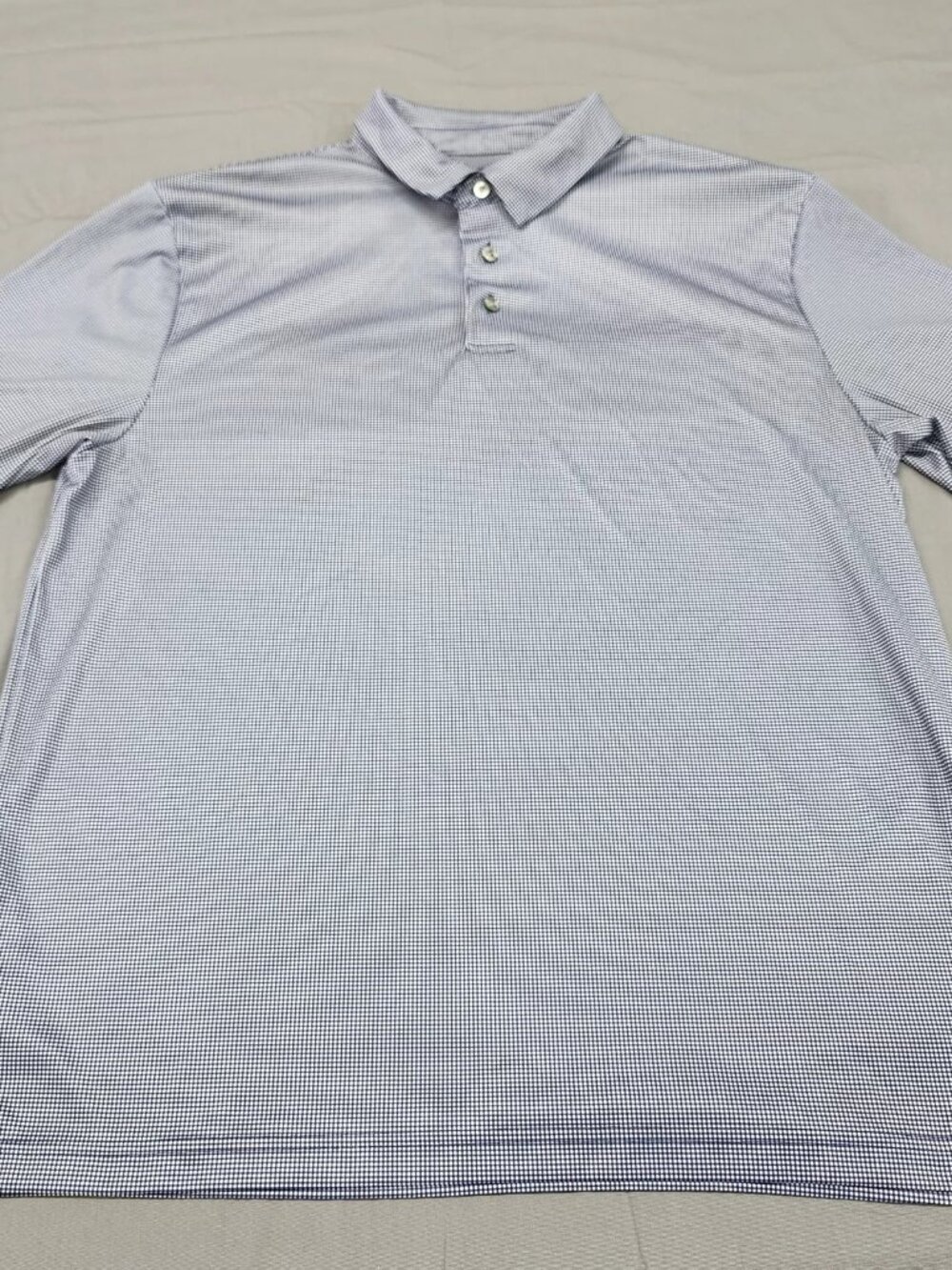 PGA TOUR Men's L Purple White Micro Gingham Check Short Sleeve Golf Polo